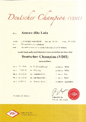 du domaine de la Graffenbourg - AMORE-LOLA CHAMPIONNE D'ALLEMAGNE 2011